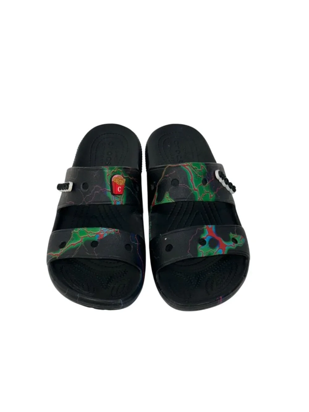 Crocs Mens SZ 7 Women SZ 9 Multicolor Double Strap Slide Sandals Unisex